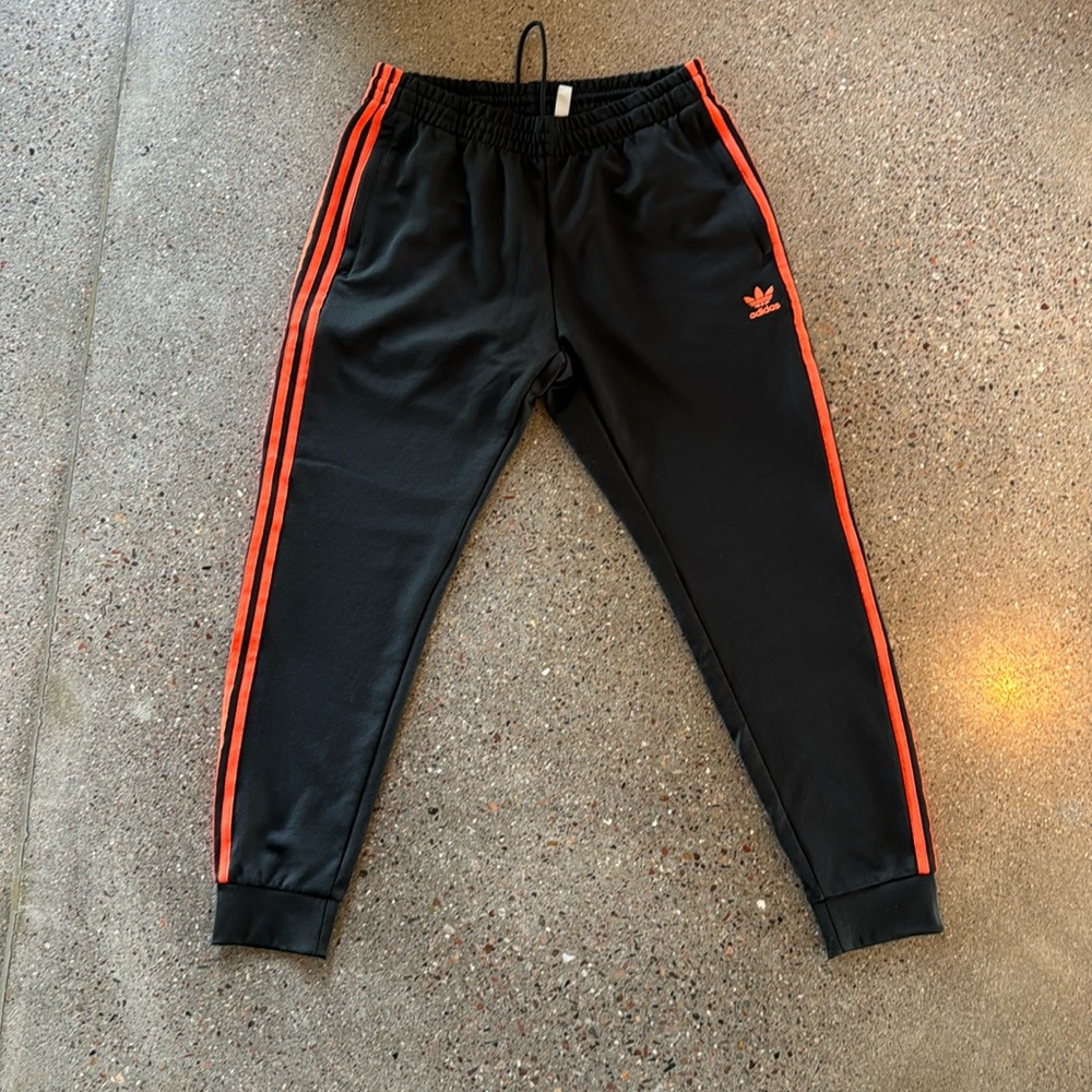 Orange and Black Adidas Track pants